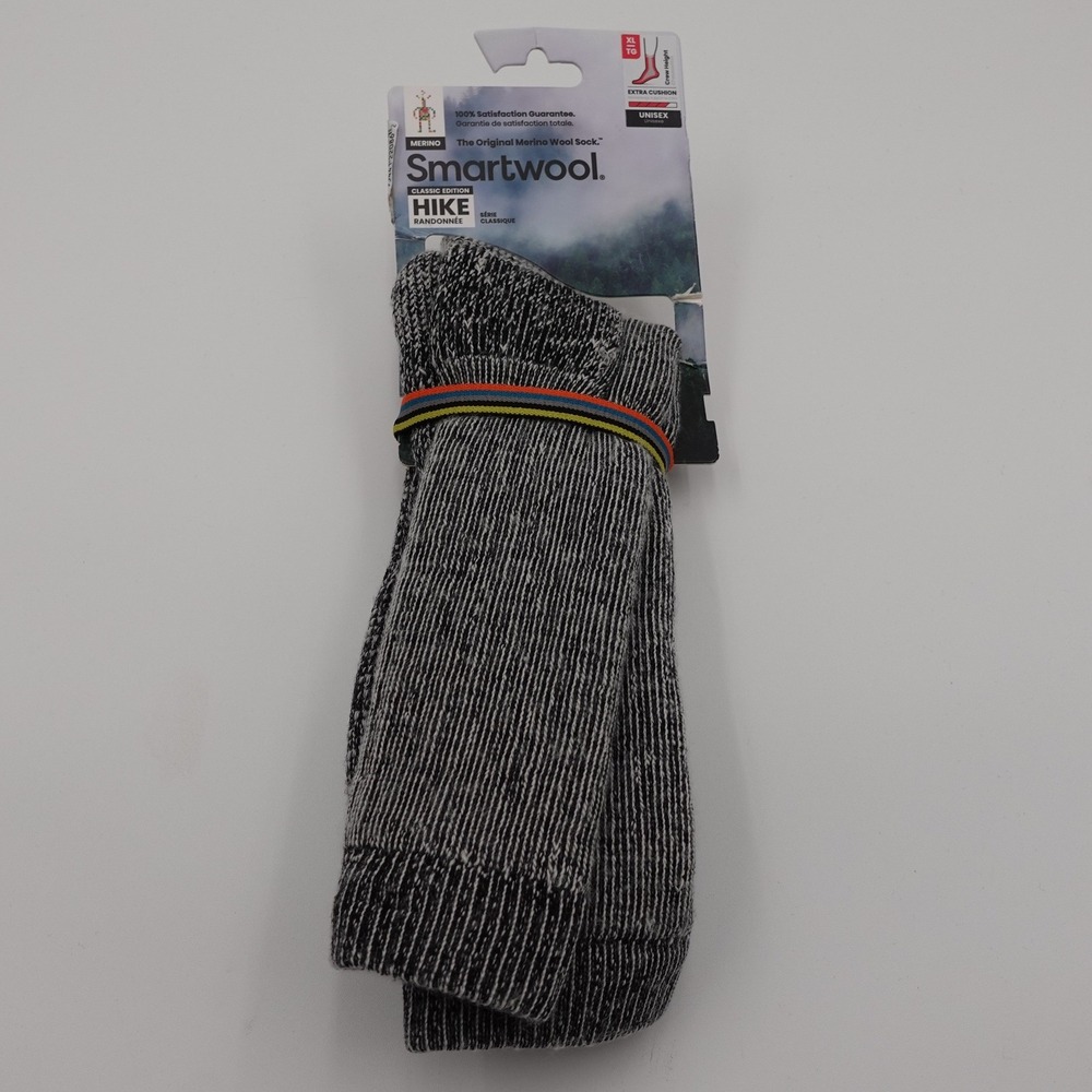 Smartwool Hike Crew Socks Unisex XL Black Extra Cushion Merino Wool Classic